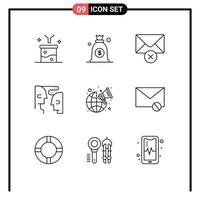 Outline Pack of 9 Universal Symbols of marketing broadcast delete interaction communication Editable Vector Design Elements