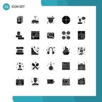 Mobile Interface Solid Glyph Set of 25 Pictograms of employee tablet signal pill information Editable Vector Design Elements