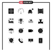 Set of 16 Modern UI Icons Symbols Signs for single bed car tools construction Editable Vector Design Elements