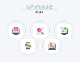 ux y ui flat icon pack 5 diseño de iconos. ordenador portátil. ajustes. puntos buscar. motor vector