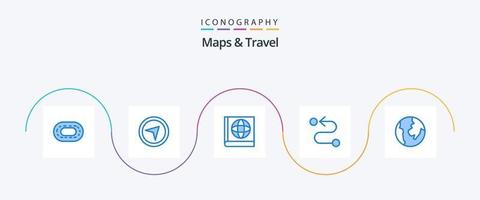 mapas y paquete de iconos de viaje azul 5 que incluye. destino. mapa vector