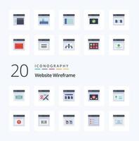 20 Website Wireframe Flat Color icon Pack like page web page page file vector