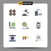 Set of 9 Modern UI Icons Symbols Signs for complete interface hot help add Editable Vector Design Elements