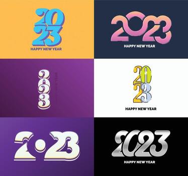 Big Set of 2023 Happy New Year logo text design 2023 number design template vector