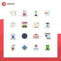 16 Universal Flat Color Signs Symbols of sketch invoice draw data day Editable Pack of Creative Vector Design Elements