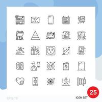 25 User Interface Line Pack of modern Signs and Symbols of frame seo easter mockup back Editable Vector Design Elements