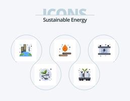 paquete de iconos planos de energía sostenible 5 diseño de iconos. energía. energía. energía. agua. inclinarse vector