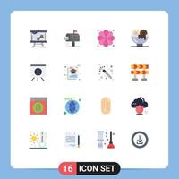 Universal Icon Symbols Group of 16 Modern Flat Colors of business plumeria graph mail element Editable Pack of Creative Vector Design Elements