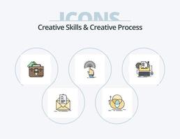 Creative Skills And Creative Process Line Filled Icon Pack 5 Icon Design. leadership. team. folder. growth. eye vector