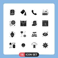 Pictogram Set of 16 Simple Solid Glyphs of economy money phone cable plug Editable Vector Design Elements