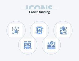 crowdfunding blue icon pack 5 diseño de iconos. punto de referencia. financiero. convenio. símbolo de moneda. bancario vector