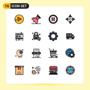 Set of 16 Modern UI Icons Symbols Signs for devices locked move lock web Editable Creative Vector Design Elements