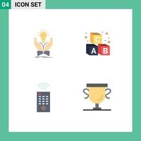 Mobile Interface Flat Icon Set of 4 Pictograms of idea control share education tv Editable Vector Design Elements