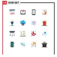 Stock Vector Icon Pack of 16 Line Signs and Symbols for chart share document diagnostic tool digestion Editable Pack of Creative Vector Design Elements