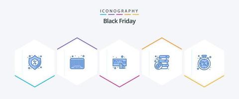 Black Friday 25 Blue icon pack including discount. money. code. income. online vector