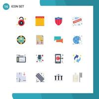 16 Thematic Vector Flat Colors and Editable Symbols of public seurity unsecured school application Editable Pack of Creative Vector Design Elements