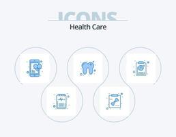 cuidado de la salud icono azul paquete 5 diseño de iconos. marca de verificación. tratamiento. cuidado de la salud. diente. dental vector