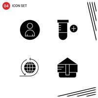 Editable Vector Line Pack of 4 Simple Solid Glyphs of human global user space fashion Editable Vector Design Elements