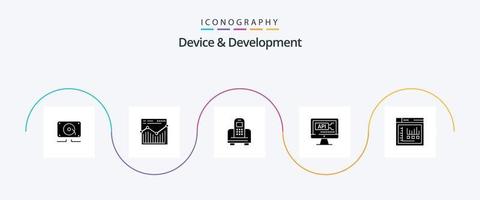 dispositivo y paquete de iconos de glifo 5 de desarrollo que incluye Internet. educación. dispositivo. codificación. computadora vector