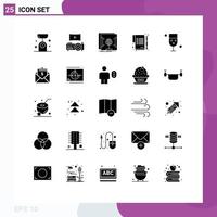 Group of 25 Modern Solid Glyphs Set for drink agreement dimensional sign contract Editable Vector Design Elements