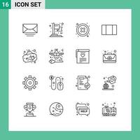 Modern Set of 16 Outlines and symbols such as airplane shop delete cup maximize Editable Vector Design Elements