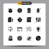 16 Universal Solid Glyphs Set for Web and Mobile Applications watch smart electronics love play Editable Vector Design Elements