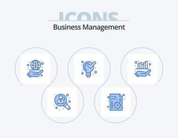 diseño de iconos del paquete de iconos azules de gestión empresarial 5. administración. solución. negocio. producto. definiendo vector