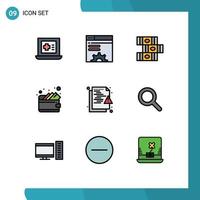 9 iconos creativos signos y símbolos modernos de la educación de la red de seguridad billetera hacker elementos de diseño vectorial editables vector