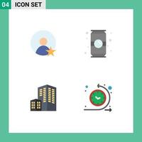 Pictogram Set of 4 Simple Flat Icons of rating building bottle drink cycle time Editable Vector Design Elements