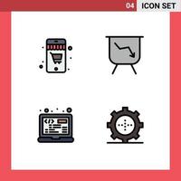 Group of 4 Filledline Flat Colors Signs and Symbols for online html board coding gadget Editable Vector Design Elements