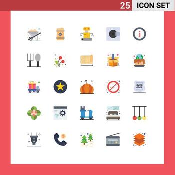 Editable Vector Line Pack of 25 Simple Flat Colors of menu info robot technology minidisc Editable Vector Design Elements