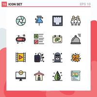 Universal Icon Symbols Group of 16 Modern Flat Color Filled Lines of on people ethernet leadership group Editable Creative Vector Design Elements