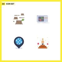 Universal Icon Symbols Group of 4 Modern Flat Icons of damage global environment equalization internet Editable Vector Design Elements