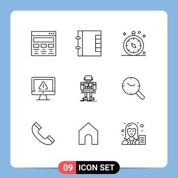 User Interface Pack of 9 Basic Outlines of autonomous internet compass information computer Editable Vector Design Elements