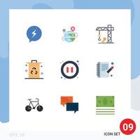 paquete de iconos de vector de stock de 9 signos y símbolos de línea para elementos de diseño de vector editables de energía de energía de arquitectura de reciclaje multimedia