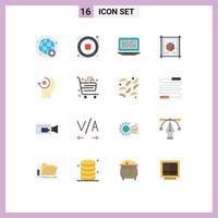 Modern Set of 16 Flat Colors Pictograph of connected laptop globe music code Editable Pack of Creative Vector Design Elements