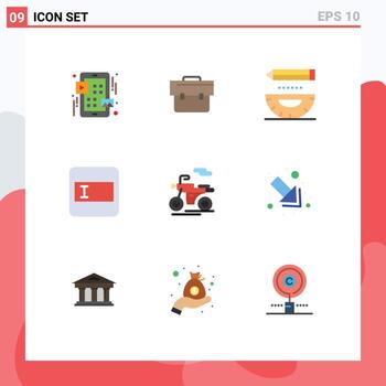 paquete de línea vectorial editable de 9 colores planos simples de elementos de diseño vectorial editables de lápiz de diseño de codificación de campo de texto de scooter vector