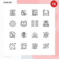 User Interface Pack of 16 Basic Outlines of vehicle configuration setting document skate city Editable Vector Design Elements