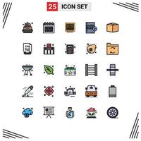 paquete de iconos de vector de stock de 25 signos y símbolos de línea para archivos de oficina de tiempo de almacenamiento de copia de seguridad elementos de diseño de vector editables