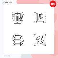 Mobile Interface Line Set of 4 Pictograms of answers study qa e learning repeat Editable Vector Design Elements