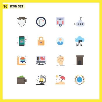 User Interface Pack of 16 Basic Flat Colors of moustache weather beared degree health Editable Pack of Creative Vector Design Elements