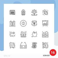 Pack of 16 creative Outlines of virus bacteria luggage setting research Editable Vector Design Elements