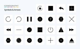 25 Symbols  Arrows Solid Glyph icon pack vector