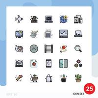 Filled line Flat Color Pack of 25 Universal Symbols of payment digital development cashless padlock Editable Vector Design Elements