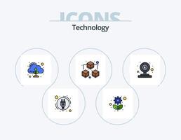 paquete de iconos llenos de línea de tecnología 5 diseño de iconos. planta. intercambio. videojuego. datos. reconocimiento vector