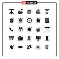 Pack of 25 Modern Solid Glyphs Signs and Symbols for Web Print Media such as printing modeling shop living area city Editable Vector Design Elements