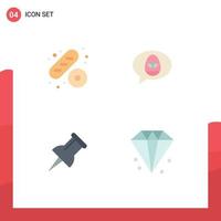 Pack of 4 Modern Flat Icons Signs and Symbols for Web Print Media such as baguette business chat nature finance Editable Vector Design Elements