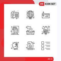 9 Universal Outlines Set for Web and Mobile Applications food grocery account food financial Editable Vector Design Elements