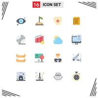 Universal Icon Symbols Group of 16 Modern Flat Colors of eye mind corner sport document Editable Pack of Creative Vector Design Elements