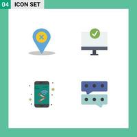 4 User Interface Flat Icon Pack of modern Signs and Symbols of location app delete devices mobile Editable Vector Design Elements